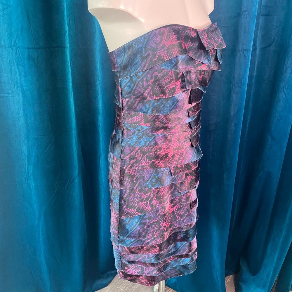 Bebe Snake Print Strapless Tiered Mini Dress - Picture 7 of 12